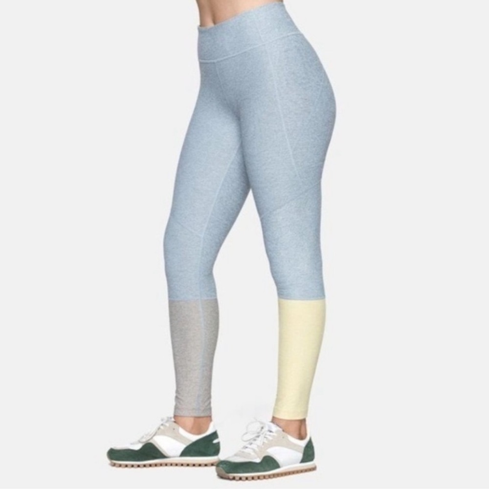 OUTDOOR VOICES Dipped Warm-Up 7/8 Leggings, Blue Yellow Gray Heathered, Size XS